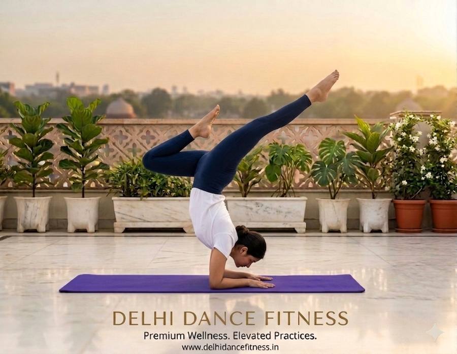 Advanced Scorpion pose Vrischikasana · certified yoga classes Delhi home · women yoga