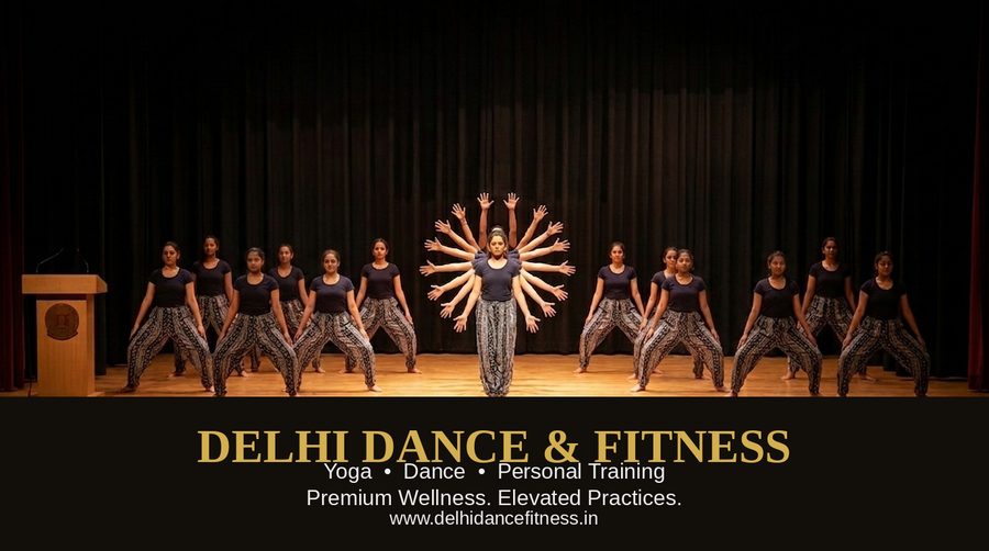 bollywood dance stage performance Durga formation Delhi Dance Fitness students