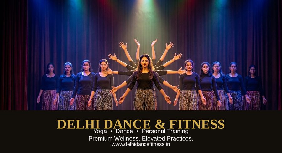 bollywood group dance stage performance colorful lights Delhi Dance Fitness