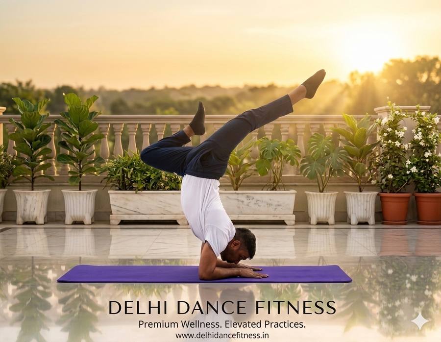Sirsasana Headstand · Sachin certified yoga instructor Delhi home classes · premium yoga training