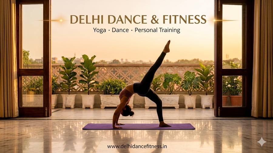 Wild Thing Camatkarasana pose · advanced yoga Delhi home · certified instructor Sachin